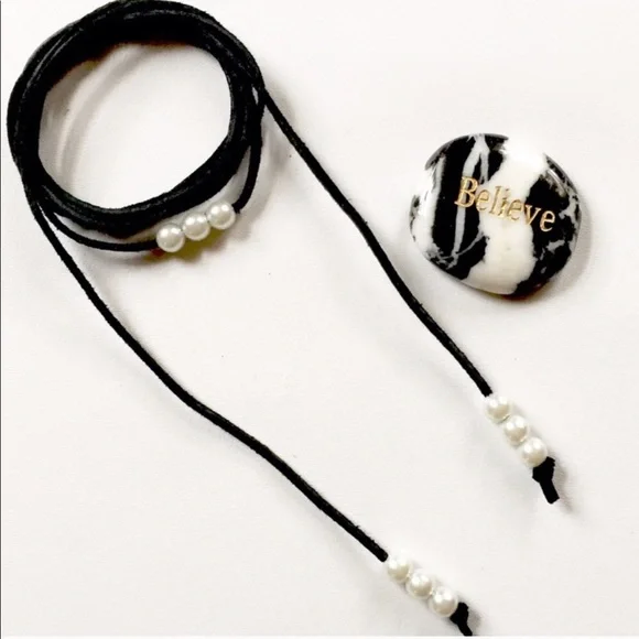 Leather Pearl Wrap Necklace - Picture 1 of 1